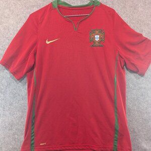 Nike Portugal Jersey Men Medium Red National Team Soccer 2008 Vintage